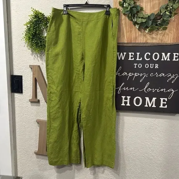 Women’s Evan picone green linen trousers size 16 - Picture 1 of 2